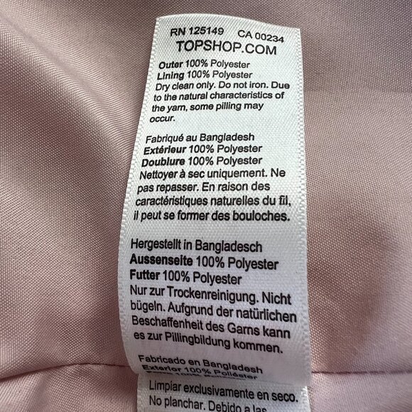 Topshop Textured Oversized Blush Pink Coat – Women’s Size US 2 (fit up to M) - Picture 5 of 5